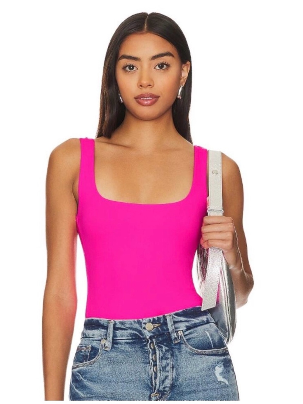 GOOD AMERICAN Scuba Modern
Tank Bodysuit (L) Fuschia
Pink Square Neck - Picture 2 of 5